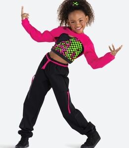 Dance Costume Small Adult Pink Revolution RC24630 Hip Hop Sequin Crop Top